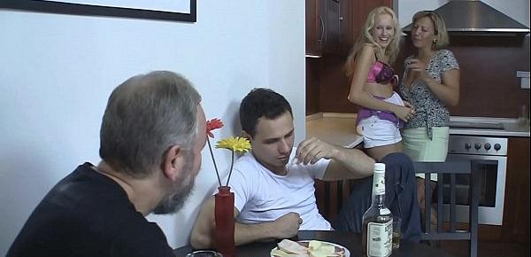  Czech blonde in family threesome sex